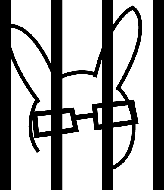 Vector graphic of a rabbit in jail.